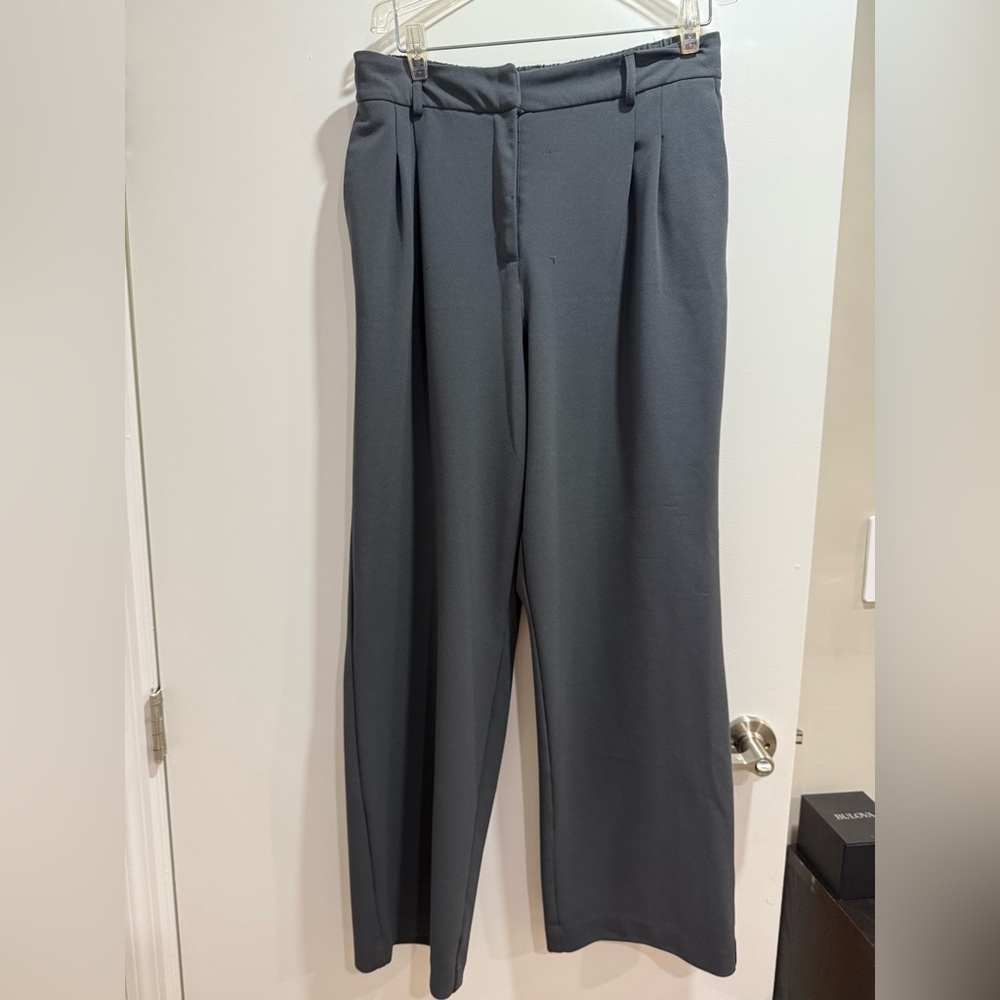 Gray Wide-Leg Trousers